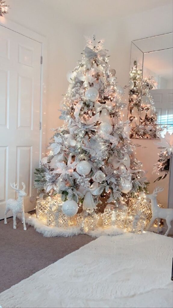 Decorating the Pine Tree with White Tones to Match Your House Design