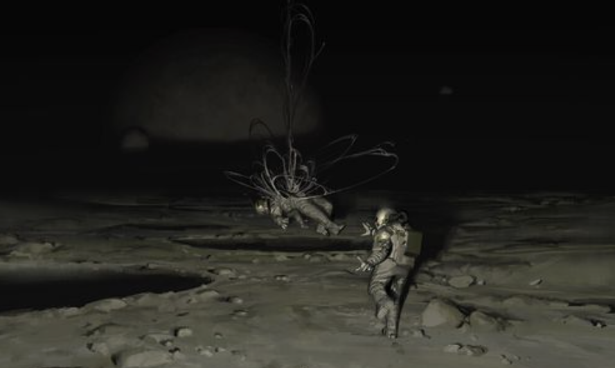 An astronaut was attacked by an alien monster