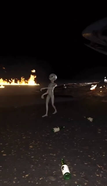 Cosmic Comedy Show: Intoxicated Extraterrestrials Wrestle with Flying a UFO